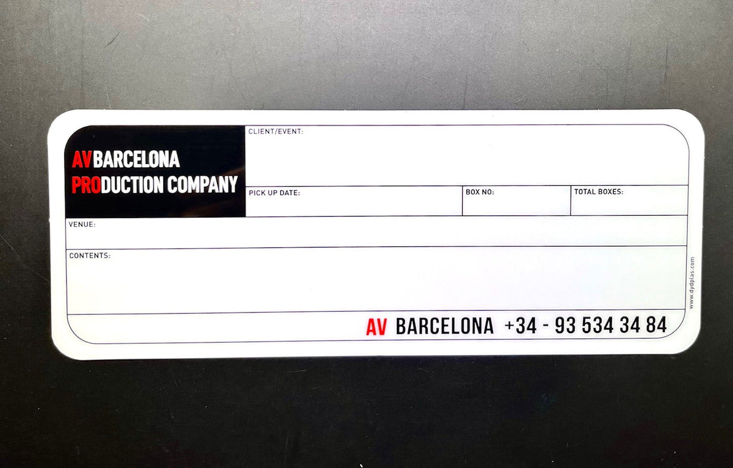 PLACAS / ETIQUETAS FLIGHT CASES PERSONALIZADAS TAMAÑO 210x80mm desde 1,67€/u.