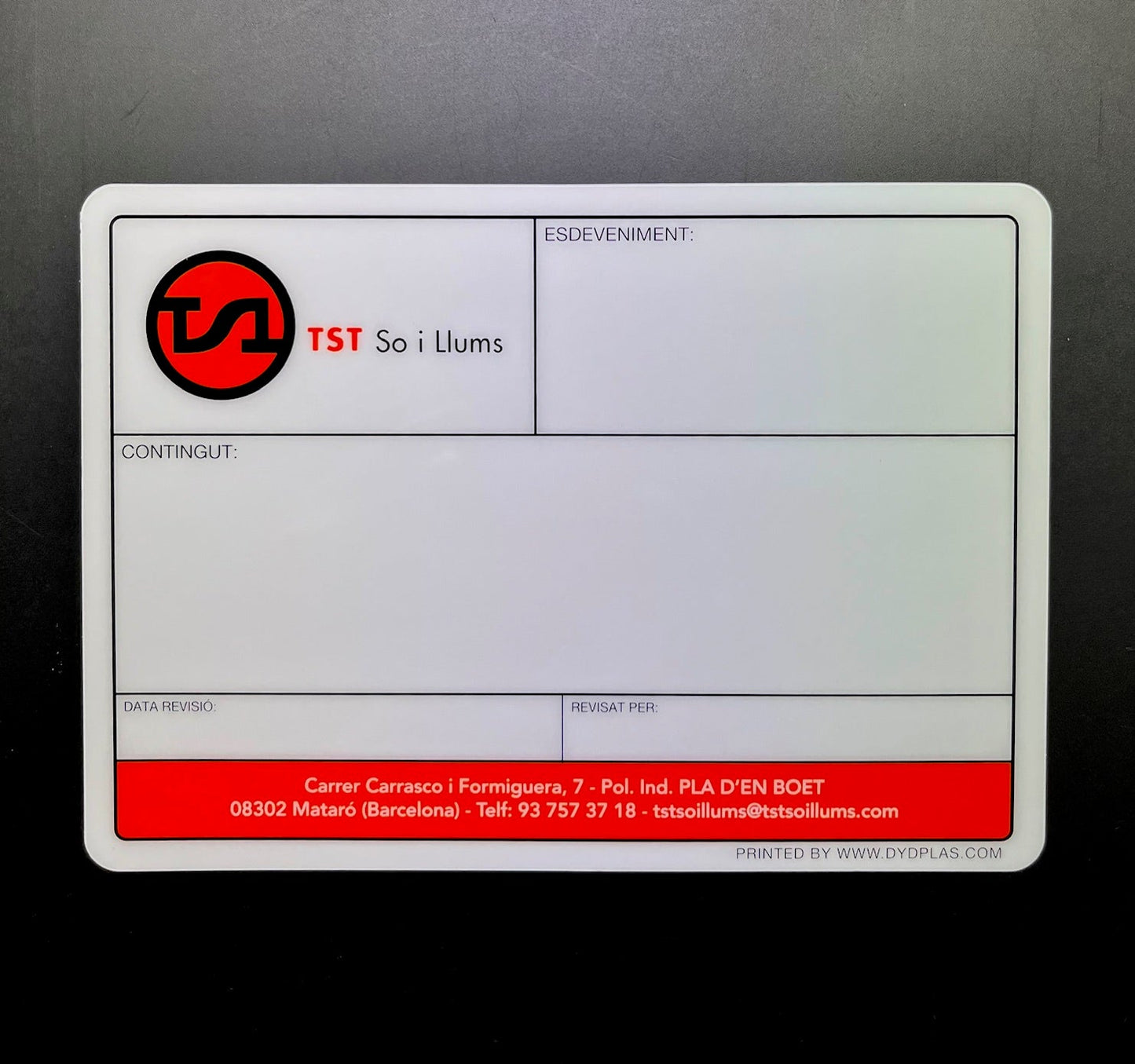 PLACAS / ETIQUETAS FLIGHT CASES PERSONALIZADAS TAMAÑO 178x127mm desde 1,92€/u.