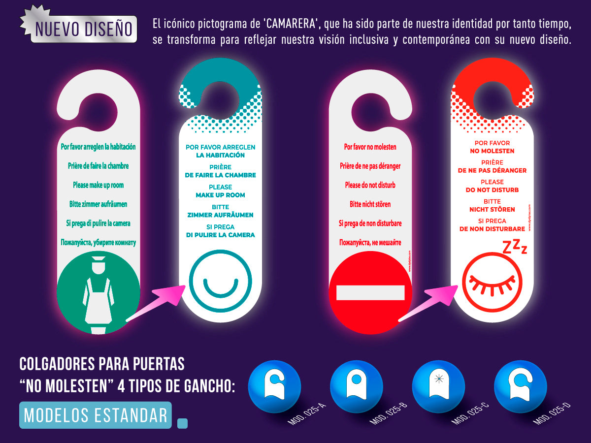 CARTEL NO MOLESTAR / ARREGLEN HABITACIÓN MOD. 025-D desde 0,44€/u. ESTÁNDARD O PERSONALIZABLE