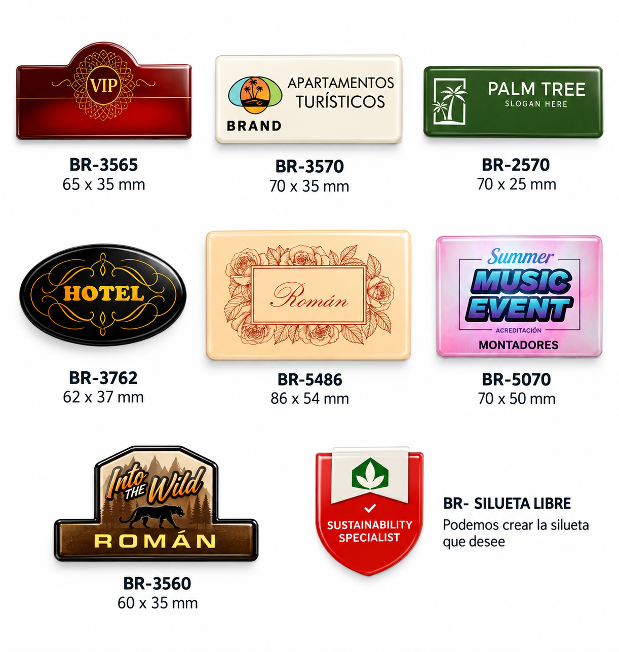 DISTINTIVOS RESINADOS / SOLAPEROS / BADGES Mod. BR Personalizados con su logo.