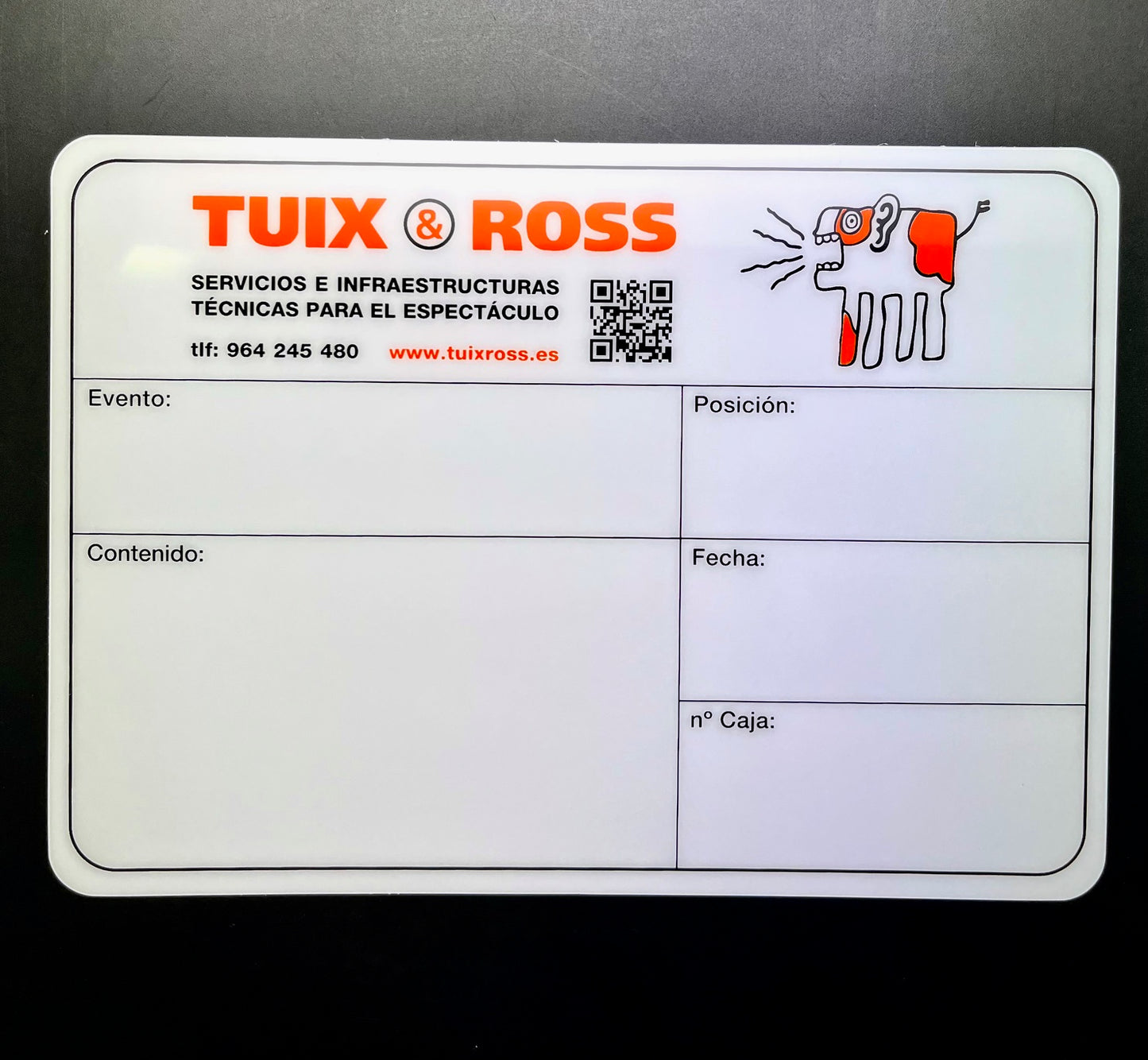 PLACAS / ETIQUETAS FLIGHT CASES PERSONALIZADAS TAMAÑO 210x150mm desde 2,19€/u.