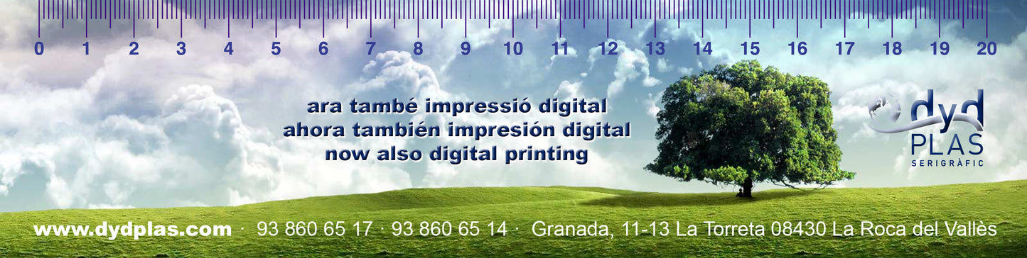 REGLETAS / REGLAS PERSONALIZADAS 20cm IMPRESIÓN TODO COLOR (CMYK) Medidas 215x50mm desde 0,63€/u.