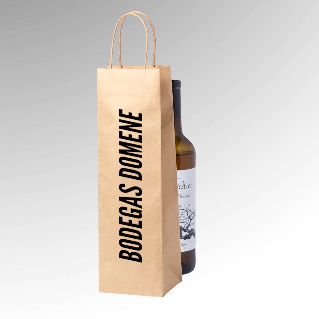 BOLSA BOTELLA/VINO COLOR NATURAL PERSONALIZABLE de PAPEL (100g) desde 0,20€/u.