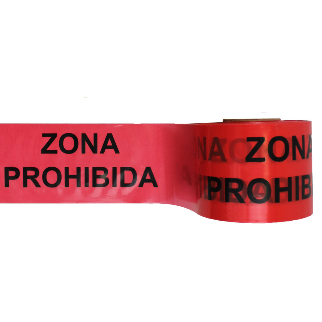 BOBINA SEÑALIZADORA / CINTA DE BALIZA POLITHENO RECICLADO "ZONA PROHIBIDA" desde 35€/u.