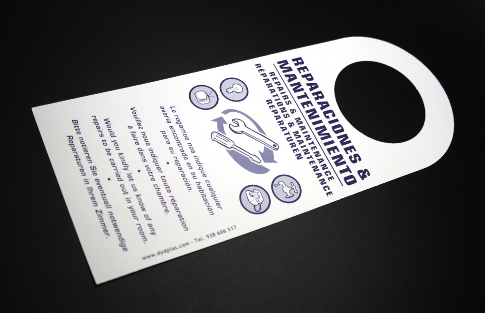 CARTEL/COLGADOR REPARACIONES MANTENIMIENTO MOD.017 0,28€/u.