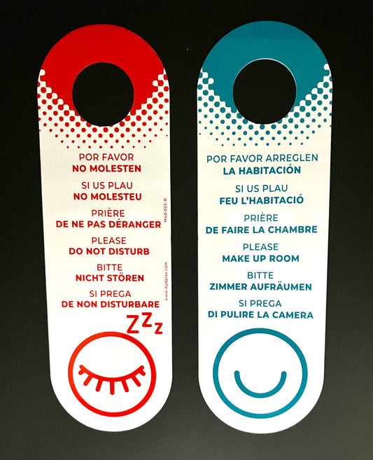CARTEL NO MOLESTAR / ARREGLEN HABITACIÓN MOD. 025-B desde 0,44€/u. ESTÁNDARD O PERSONALIZABLE