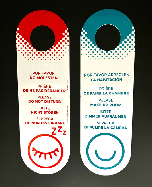 CARTEL NO MOLESTAR / ARREGLEN HABITACIÓN MOD. 025-B desde 0,44€/u. ESTÁNDARD O PERSONALIZABLE