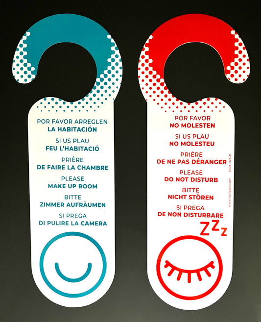 CARTEL NO MOLESTAR / ARREGLEN HABITACIÓN MOD. 025-D desde 0,44€/u. ESTÁNDARD O PERSONALIZABLE