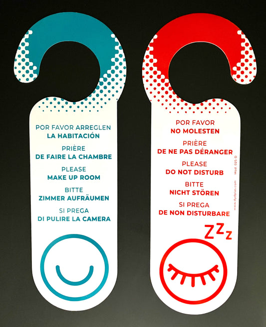 CARTEL NO MOLESTAR / ARREGLEN HABITACIÓN MOD. 025-D desde 0,44€/u. ESTÁNDARD O PERSONALIZABLE