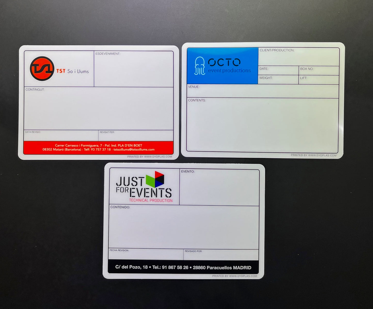 PLACAS / ETIQUETAS FLIGHTCASES PERSONALIZADAS TAMAÑO 178x127mm