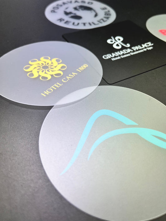 POSAVASOS PERSONALIZADOS REUTILIZABLES de POLIPROPILENO desde 0,09€/u.