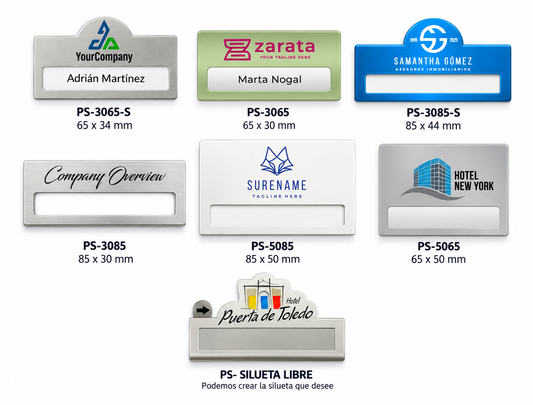 DISTINTIVOS CON VENTANA / SOLAPEROS / BADGES Mod. PS Personalizados con su logo.