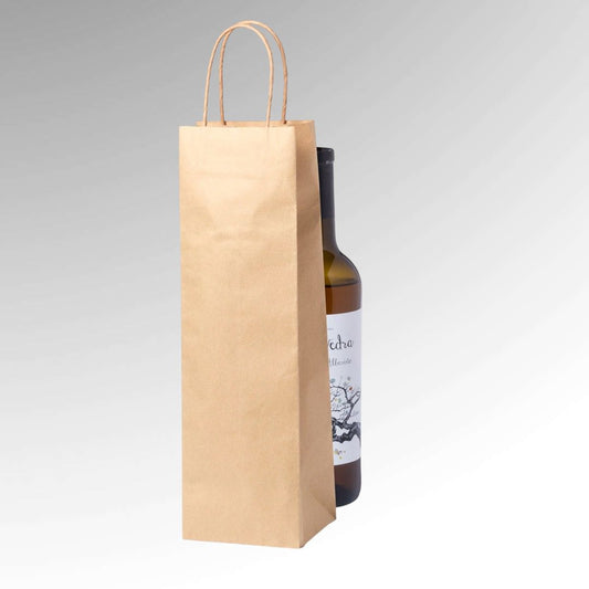 BOLSA BOTELLA/VINO COLOR NATURAL PERSONALIZABLE de PAPEL (100g) desde 0,20€/u.