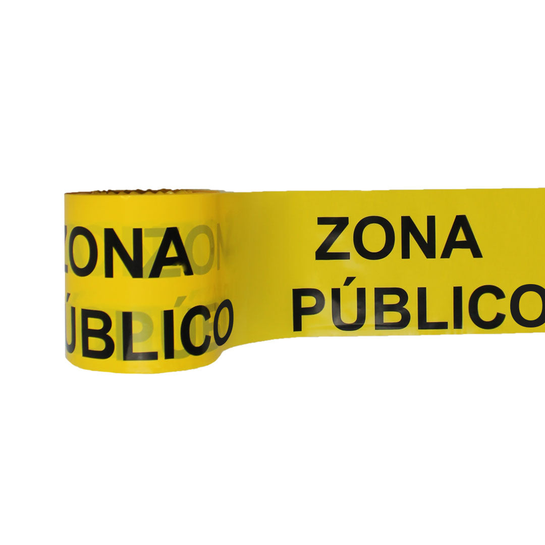 BOBINA SEÑALIZADORA / CINTA DE BALIZA POLITHENO RECICLADO "ZONA PÚBLICO" desde 35€/u.