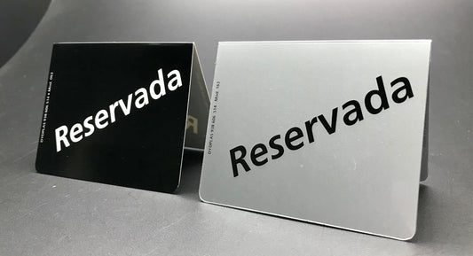 DISPLAY MESA RESERVADA MOD.063 / 163 FONDO NEGRO O PLATA 0,39€/u.