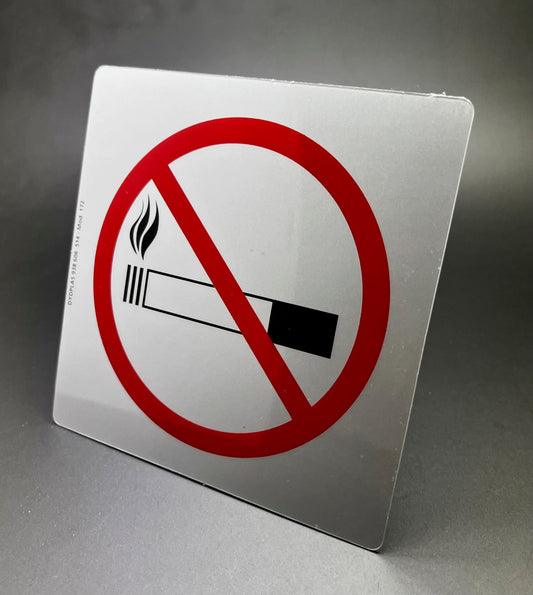 PLACA RÍGIDA ADHESIVA DE SEÑALIZACIÓN PROHIBIDO FUMAR FONDO PLATA MODELO 172 / 182 desde 2,10 €/u.